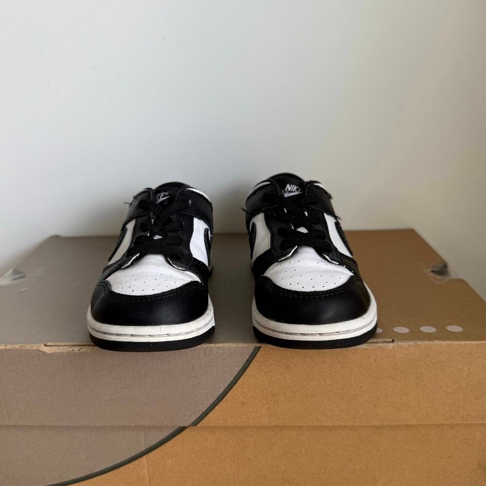 Nike Dunk Low Panda Black/White Toddler Sneakers - SZ 10 C - Picture 8 of 12